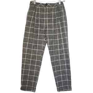 Free People Windowpane Pleated Cuffed Cropped Trouser XS